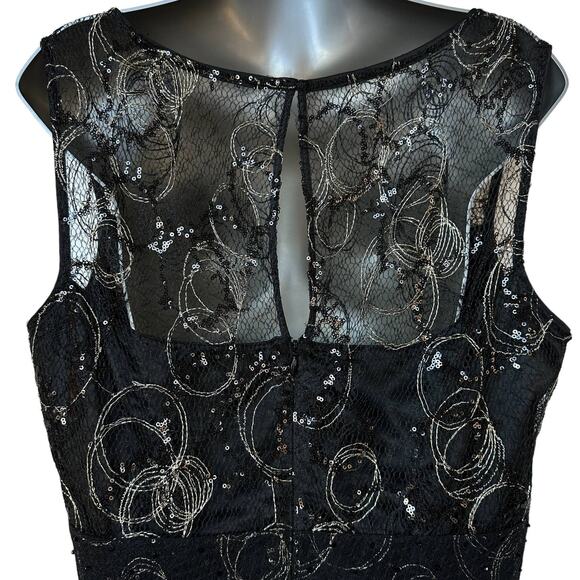 Vintage Kay Unger Sleeveless Dress Black Gold Lace Women's Plus Size 14 - Picture 7 of 10
